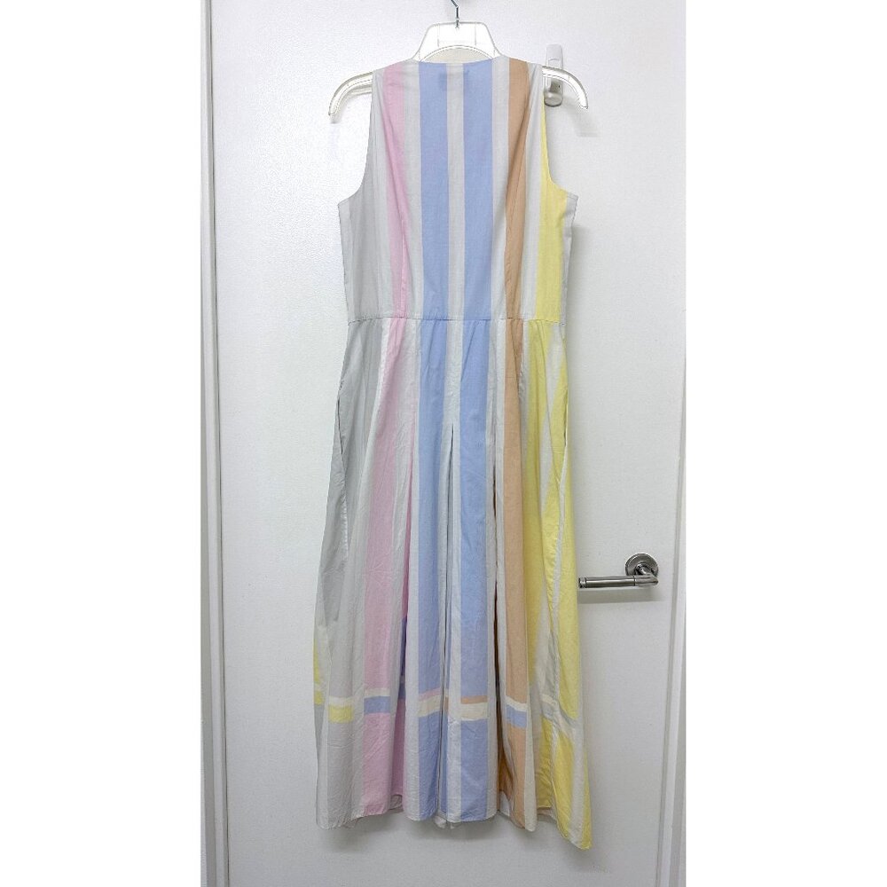 Akris Pastel Stripe Bars Print Shirt Dress Midi Pleated Colorblock Variazioni 8 - Picture 10 of 15